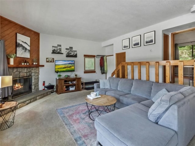9876 Ryan Gulch Rd Unit 106, Silverthorne, CO 80498 - carpeted living room with a fireplace