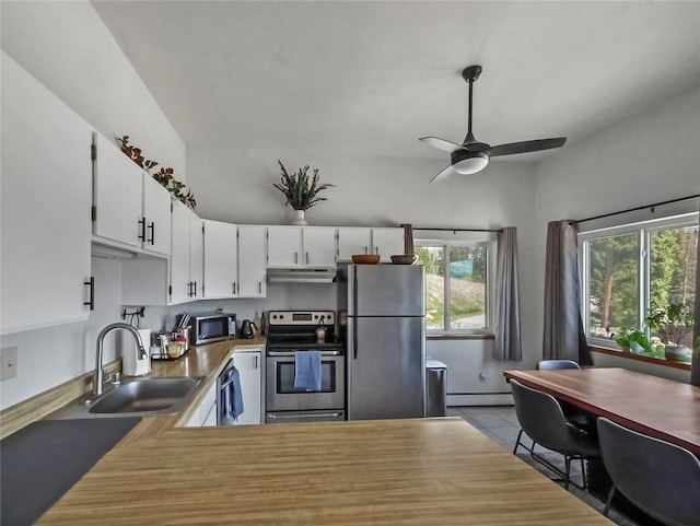 9876 Ryan Gulch Rd Unit 106, Silverthorne, CO 80498 - kitchen with stainless steel appliances, a sink, under cabinet range hood, and healthy amount of natural light