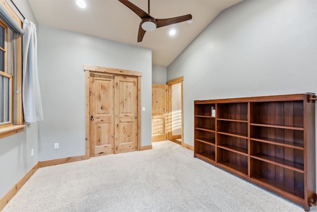 52 Buckskin Ln, Silverthorne, CO 80498 - unfurnished bedroom with vaulted ceiling, carpet, recessed lighting, and ceiling fan