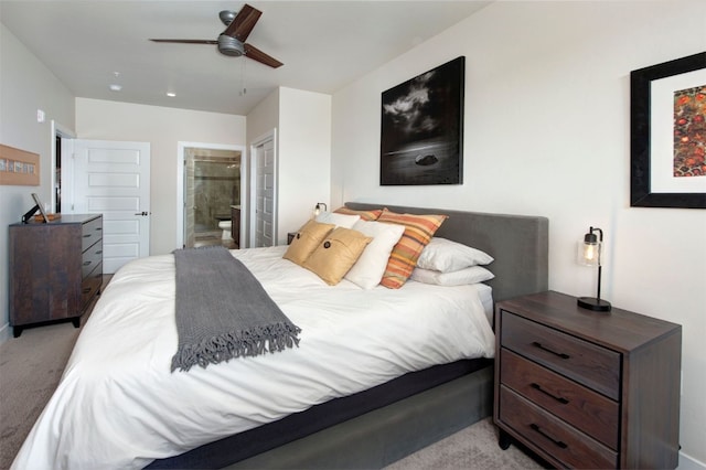 235 E Ln Bonte St Unit 207, Dillon, CO 80435 - carpeted bedroom with ensuite bath and ceiling fan