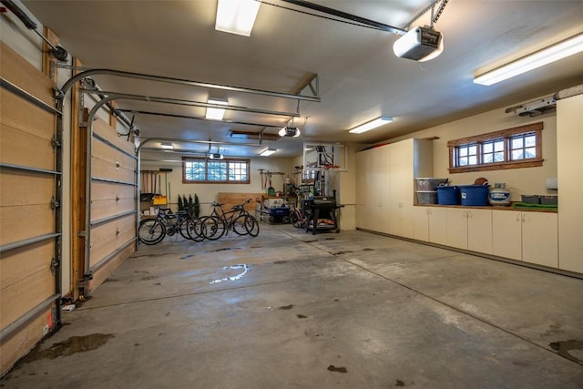 garage with a garage door opener