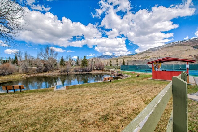 116 Blue Grouse Ln, Silverthorne, CO 80498 - water view featuring mountains and a gazebo