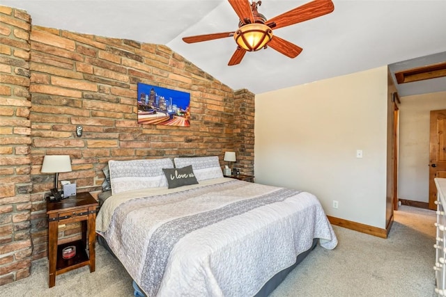 471 Mountain Vista Cir Unit 1, Steamboat Springs, CO 80487 - carpeted bedroom with vaulted ceiling and a ceiling fan