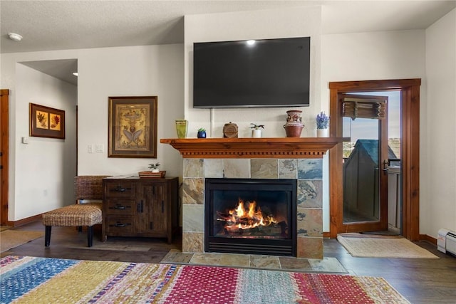 505 S Main St Unit 2305, Breckenridge, CO 80424 - living area with wood finished floors, a fireplace, and baseboards