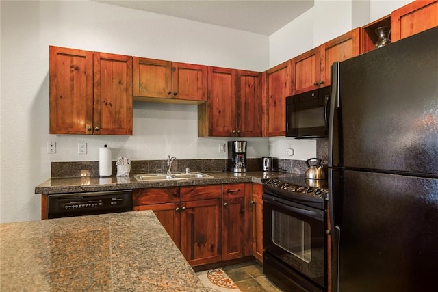 505 S Main St Unit 2305, Breckenridge, CO 80424 - kitchen with black appliances, a sink, and dark countertops