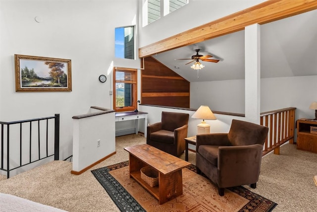 9430 Ryan Gulch Rd Unit 9453, Silverthorne, CO 80498 - living area with carpet floors and ceiling fan