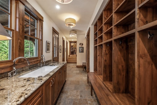 215 Royal Tiger Rd, Breckenridge, CO 80424 - mudroom featuring a sink and dark stone finish flooring
