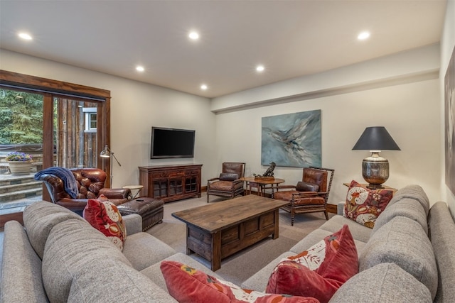 215 Royal Tiger Rd, Breckenridge, CO 80424 - living room with recessed lighting and light colored carpet