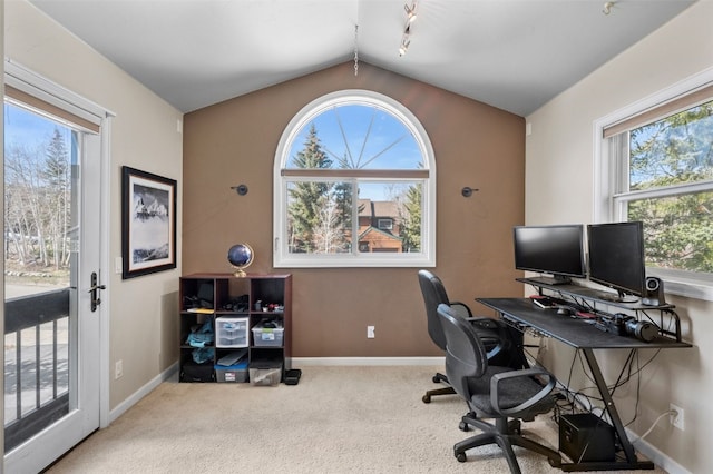 481 Marmot Cir, Silverthorne, CO 80498 - carpeted office space with vaulted ceiling and baseboards
