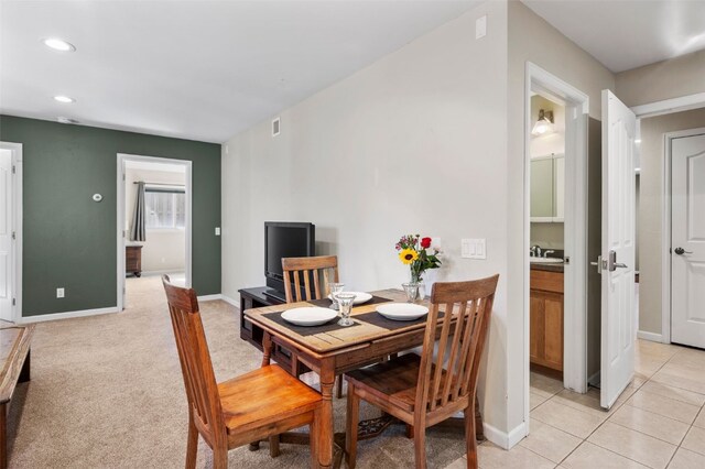481 Marmot Cir, Silverthorne, CO 80498 - dining area featuring baseboards, visible vents, light tile patterned flooring, and recessed lighting