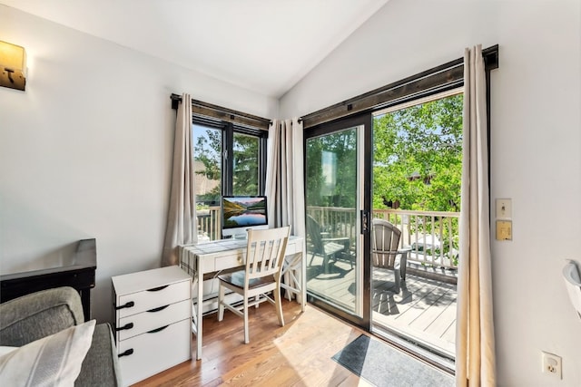 336 N Chipmunk Cir, Silverthorne, CO 80498 - office with vaulted ceiling and light wood-type flooring
