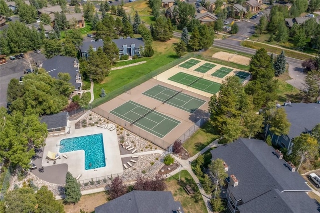 1300 Athens Plz Unit 2, Steamboat Springs, CO 80487 - aerial perspective of suburban area featuring a pool area