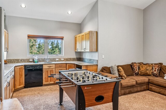 180 Emmett Lode Rd, Breckenridge, CO 80424 - recreation room featuring light colored carpet, a sink, and recessed lighting
