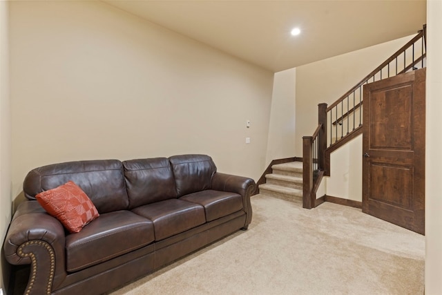 799 Independence Rd Unit 799, Keystone, CO 80435 - living area featuring carpet floors, stairway, and recessed lighting