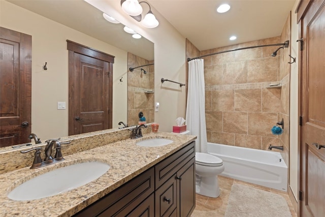799 Independence Rd Unit 799, Keystone, CO 80435 - bathroom featuring shower / bath combination with curtain, double vanity, and recessed lighting