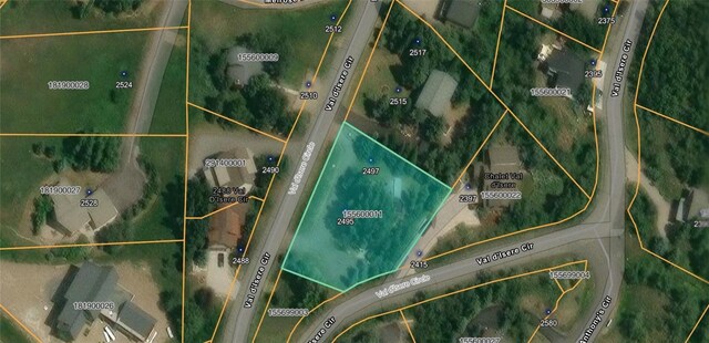 2495/2497 Val Disere Cir, Steamboat Springs, CO 80487 - aerial view of property's location with property parcel outlined