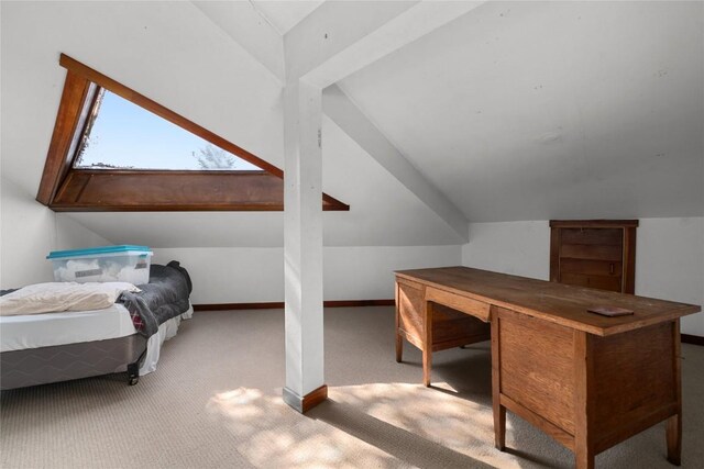 2495/2497 Val Disere Cir, Steamboat Springs, CO 80487 - bedroom featuring lofted ceiling, carpet floors, and an office area