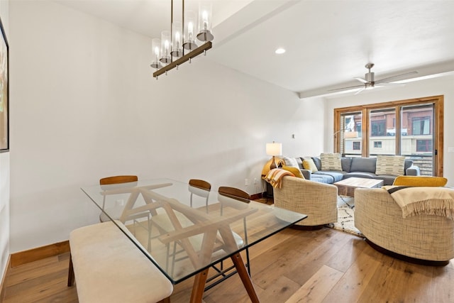 317 Granite St Unit 3, Frisco, CO 80443 - living area with hardwood / wood-style floors, baseboards, recessed lighting, and a ceiling fan