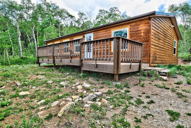 605 Lamb Mountain Rd, Fairplay, CO 80440 - back of property with a wooden deck and faux log siding