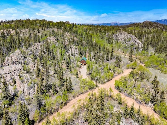 216 Ambush Ln, Jefferson, CO 80456 - bird's eye view of a heavily wooded area and mountains