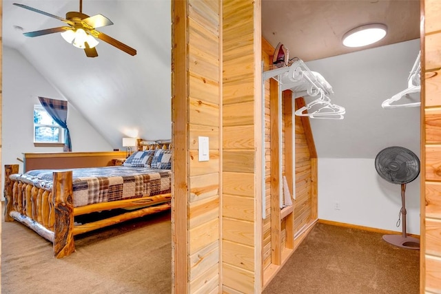 216 Ambush Ln, Jefferson, CO 80456 - carpeted bedroom with lofted ceiling and a ceiling fan
