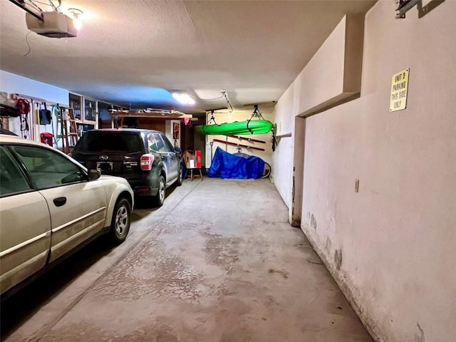 garage with a garage door opener