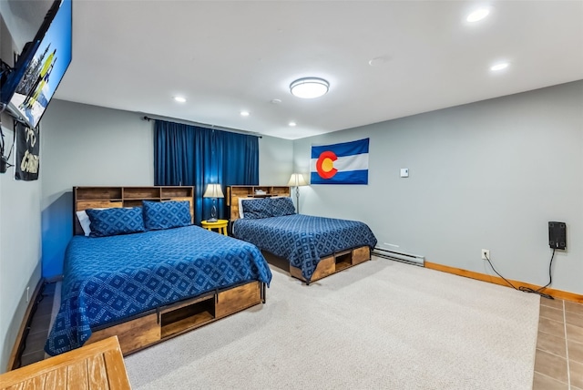 876 Broken Lance Dr Unit 876, Breckenridge, CO 80424 - bedroom featuring recessed lighting, baseboards, and a baseboard radiator
