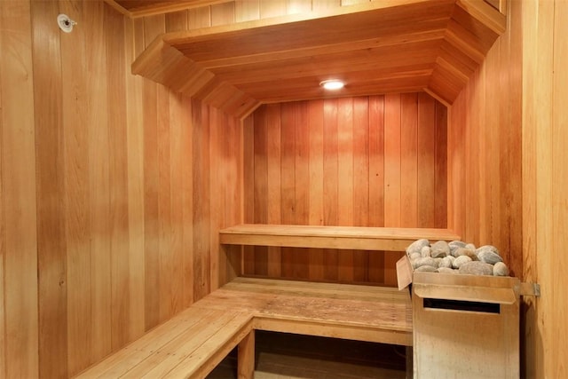 relaxing sauna with wood walls