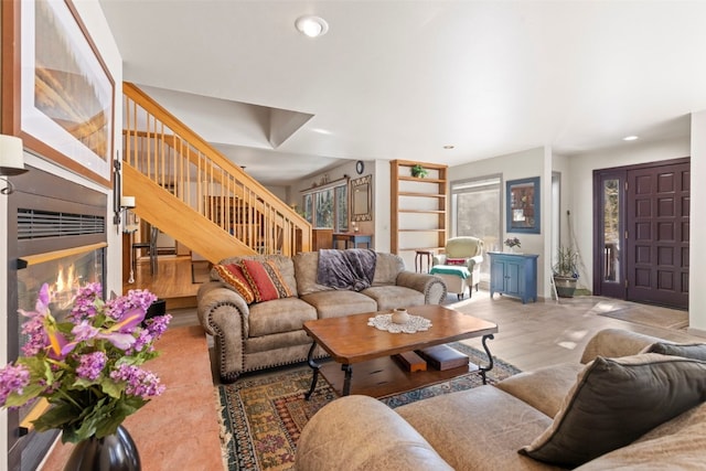 284 Lakeshore Loop, Blue River, CO 80424 - living area featuring stairway, recessed lighting, and baseboards