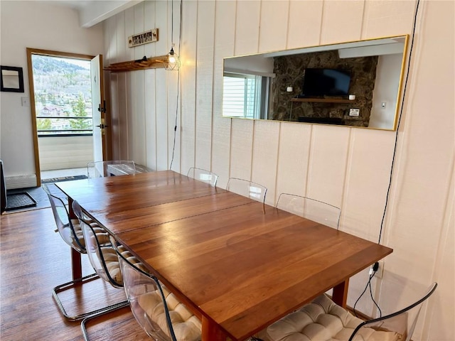 dining room with wood finished floors