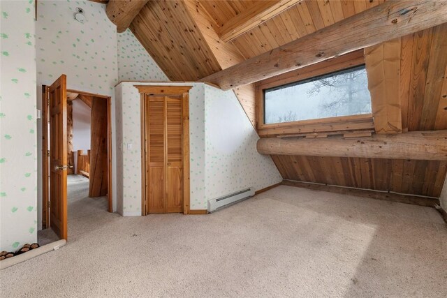 57785 Saturn Ct, Clark, CO 80428 - additional living space with baseboard heating, light colored carpet, and wallpapered walls