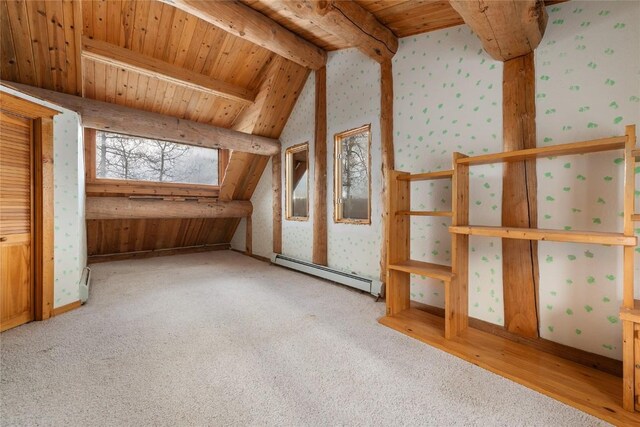 57785 Saturn Ct, Clark, CO 80428 - bonus room featuring baseboard heating, wallpapered walls, and wooden ceiling