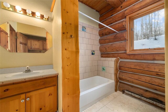 57785 Saturn Ct, Clark, CO 80428 - full bath with rustic walls and vanity