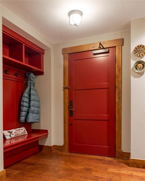 2250 Apres Ski Way Unit R105, Steamboat Springs, CO 80487 - mudroom featuring baseboards and wood finished floors