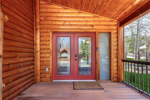 doorway to property with french doors