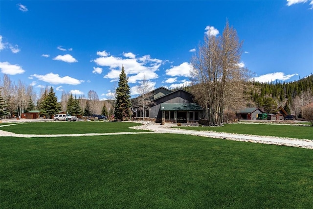 view of community featuring a yard