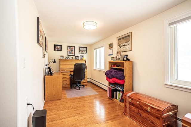 420 County Road 64, Craig, CO 81625 - office area with a baseboard radiator, baseboard heating, and wood finished floors