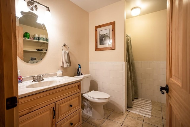 420 County Road 64, Craig, CO 81625 - bathroom with a shower with curtain, tile walls, toilet, tile patterned flooring, and vanity