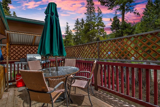 14 Rock Springs Rd, Breckenridge, CO 80424 - wooden terrace with outdoor dining area
