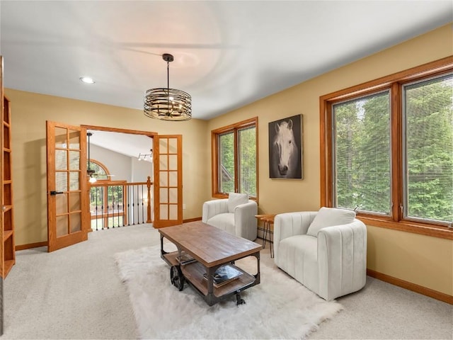 50 Sunset Dr, Breckenridge, CO 80424 - living room with french doors, carpet flooring, and recessed lighting