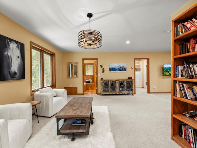 50 Sunset Dr, Breckenridge, CO 80424 - living area with a chandelier, carpet flooring, and recessed lighting