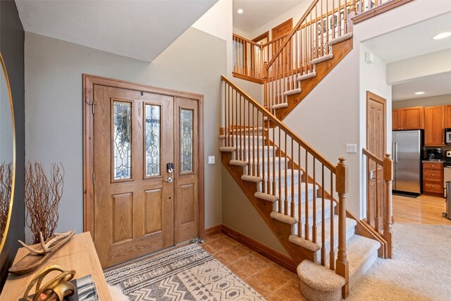 73 Chestnut Ln Unit 73, Breckenridge, CO 80424 - foyer featuring baseboards, recessed lighting, and stairway