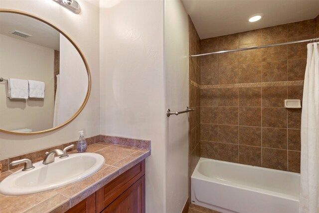 73 Chestnut Ln Unit 73, Breckenridge, CO 80424 - full bath with recessed lighting, visible vents, vanity, and shower / bath combo