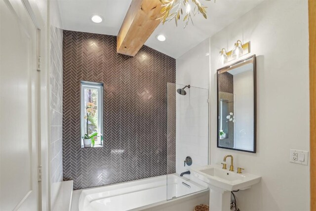 476 County Road 674, Breckenridge, CO 80424 - bathroom featuring bathing tub / shower combination and recessed lighting