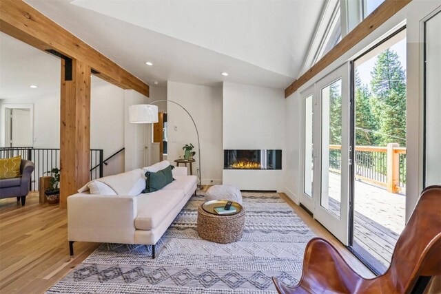 476 County Road 674, Breckenridge, CO 80424 - living area with light wood finished floors, recessed lighting, and a glass covered fireplace