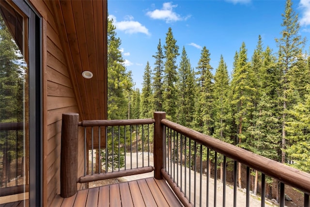 deck with a forest view