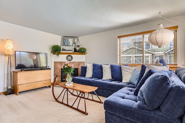 14 Crystal Cv Unit C14, Dillon, CO 80435 - living area featuring light carpet and a tile fireplace