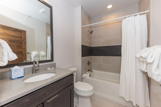 1080 Blue River Pkwy Unit 203, Silverthorne, CO 80498 - bathroom with toilet, visible vents, recessed lighting, shower / tub combo, and vanity