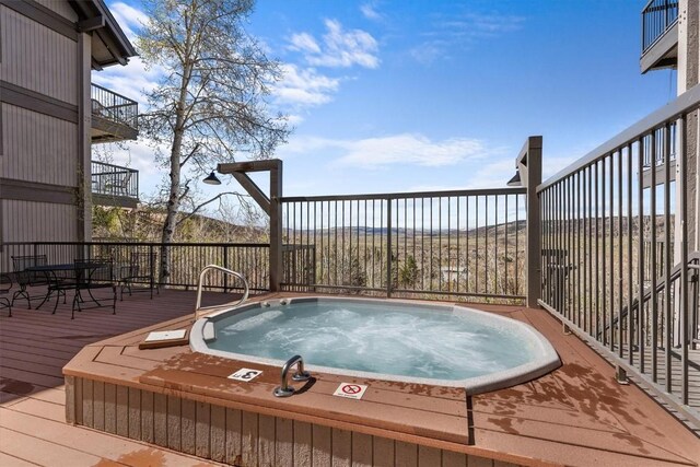 deck with hot tub deck surround
