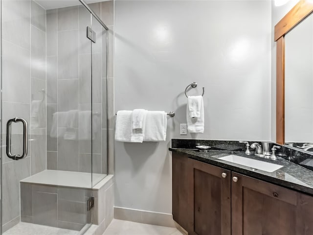 1521 Ski Hill Rd Unit 8424, Breckenridge, CO 80424 - bathroom featuring vanity, a stall shower, and tile patterned floors